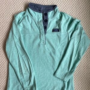 LL Bean blue teal sweater size xs extra small button up